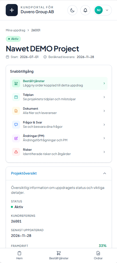 Kundportalen i mobilen
