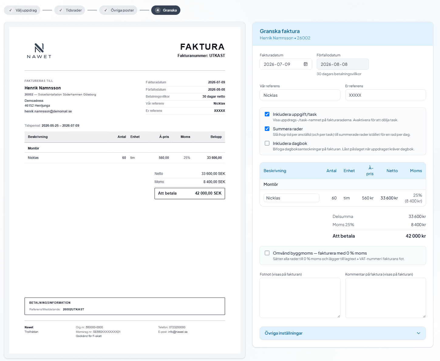 Skärmbild: fakturaguide