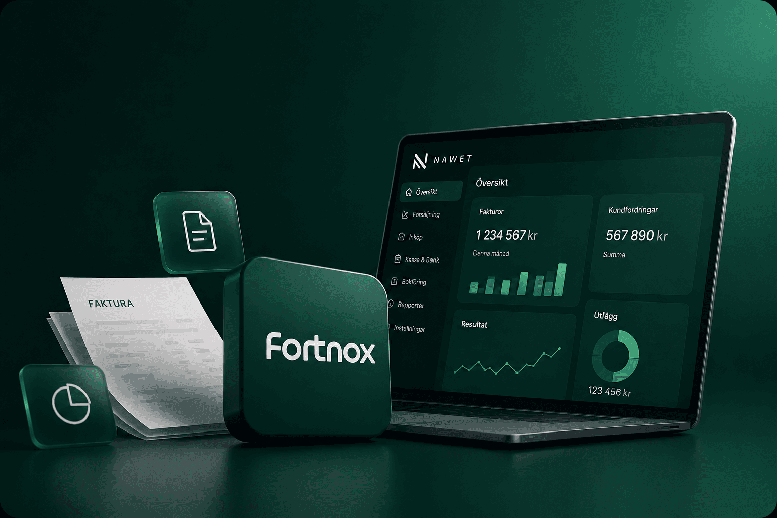 Fortnox-integration: faktura i Nawet synkas till Fortnox